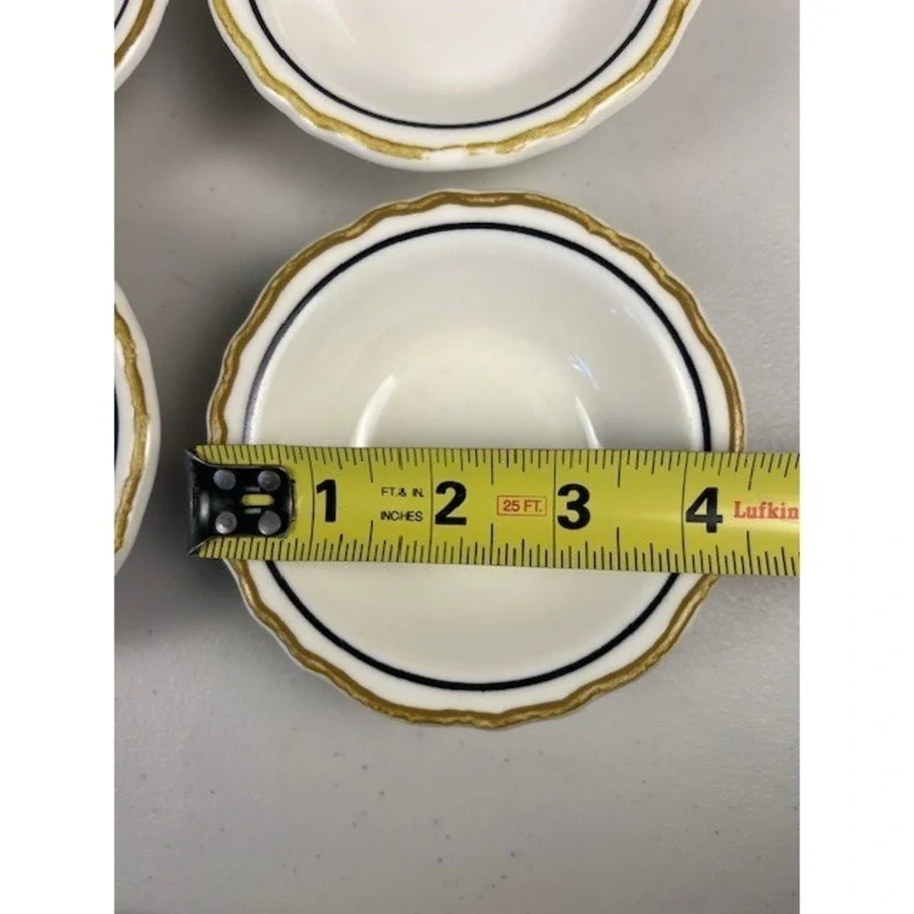 Homer Laughlin Restaurant Best China 6 Piece‎ Bowl Set Blue Gold Scalloped Rim